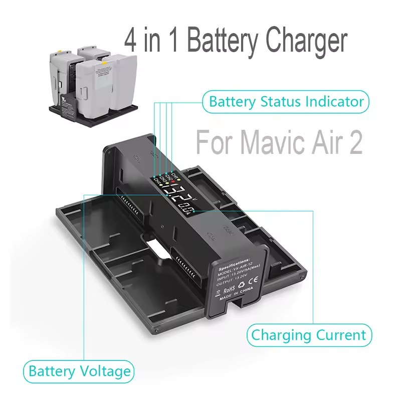 Drone Battery Smart - 4 in 1 Portable Folding Charging