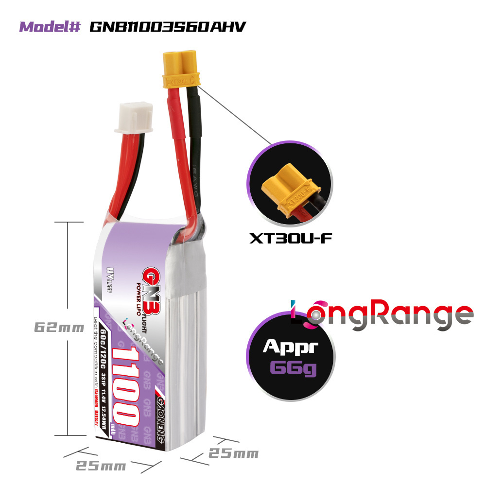 GNB 1100mAh 2S 3S 4S 6S 60C/12 - Drone Battery 3S review and price